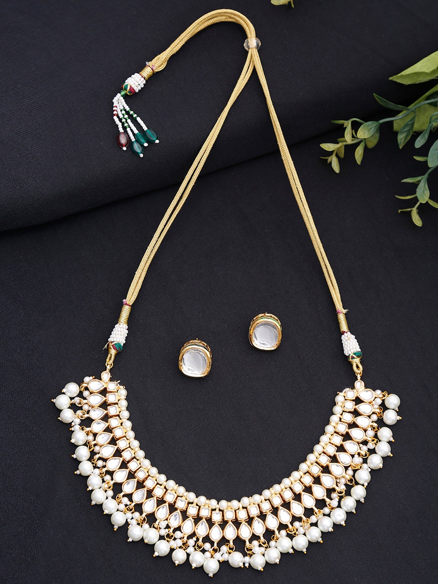 Kundan Choker With Pearls & Studs - Ruby Raang - Grab2buy
