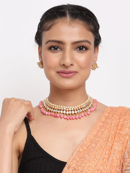 Stone Kundan Choker With Studs - Ruby Raang - Grab2buy