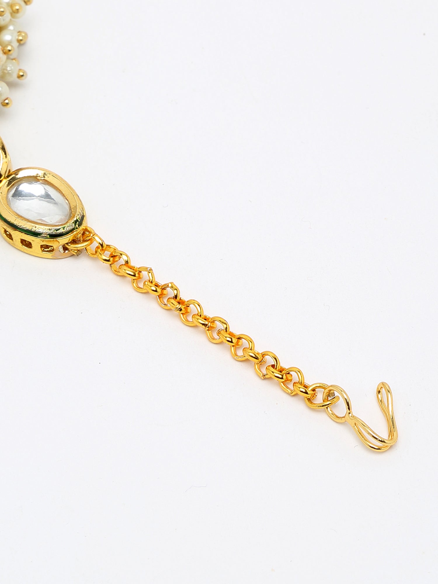 Kundan And Pearl Maang Tikka - Ruby Raang - Grab2buy