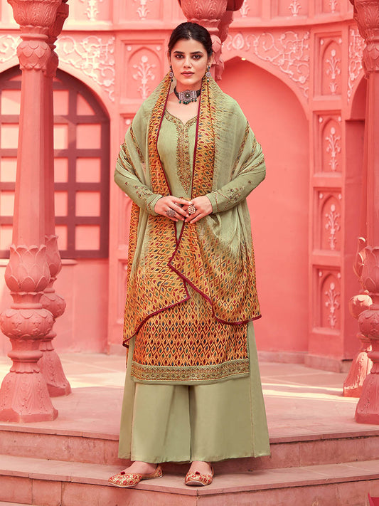 Myra Pista Digital Print French Crepe Palazzo Suit