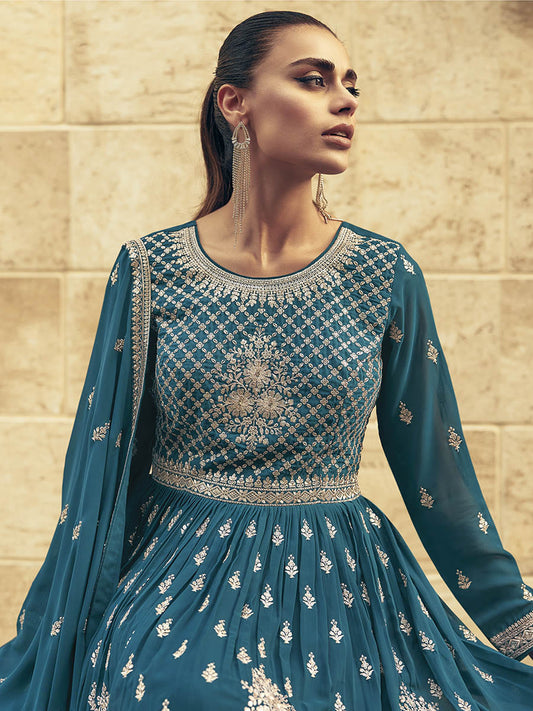 Myra Firozi Real Georgette Gharara Style Embroidered Suit