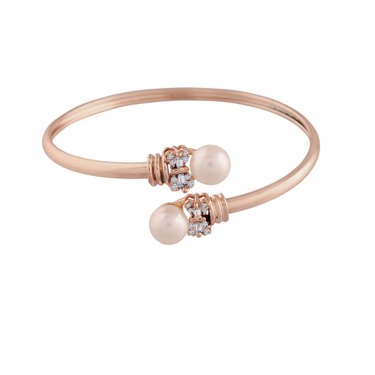 Stylish Rose Gold-Polished Cubic Zirconia American Diamond Adjustable Bracelet For Women & Girls - Wahe Jewels | Grab2Buy