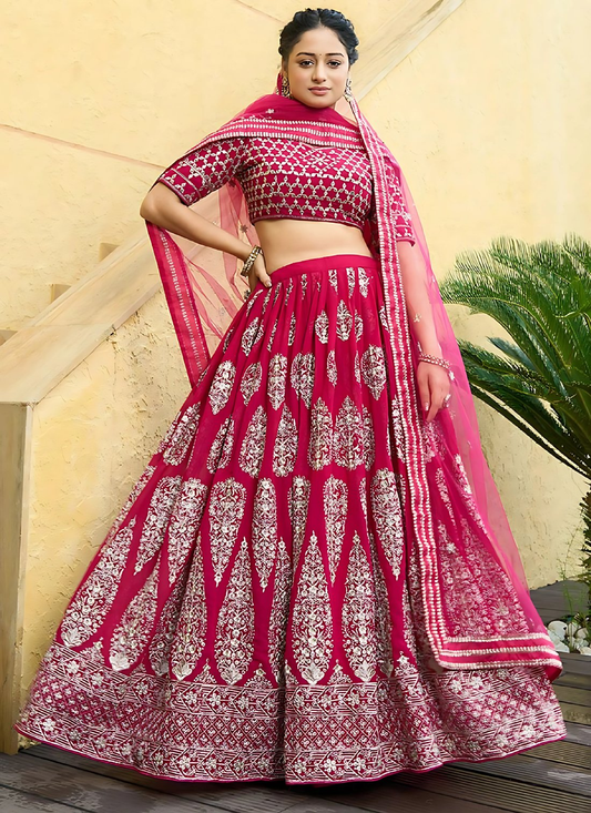 Lehenga Mart Designer Wedding Lehenga Choli For Women - Cherry Red