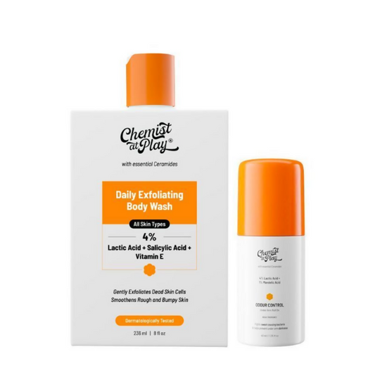 Chemist At Play Lactic Acid Exfoliating Body Wash & AHA Underarm Roll-On Combo Genie India