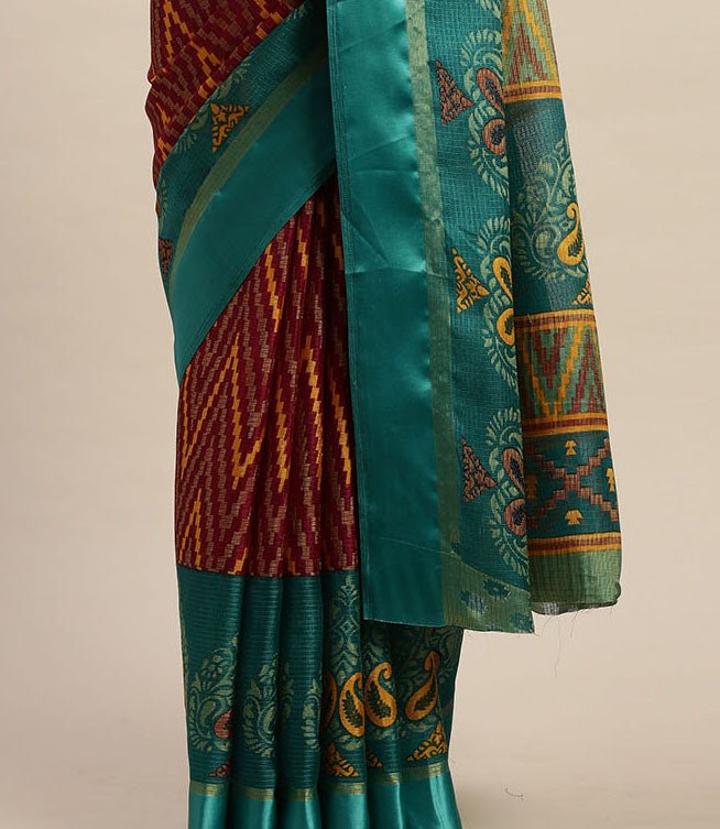 Aastha Fashion Women's Maroon Zari Woven Kota Silk Saree with Blouse - Grab2buy