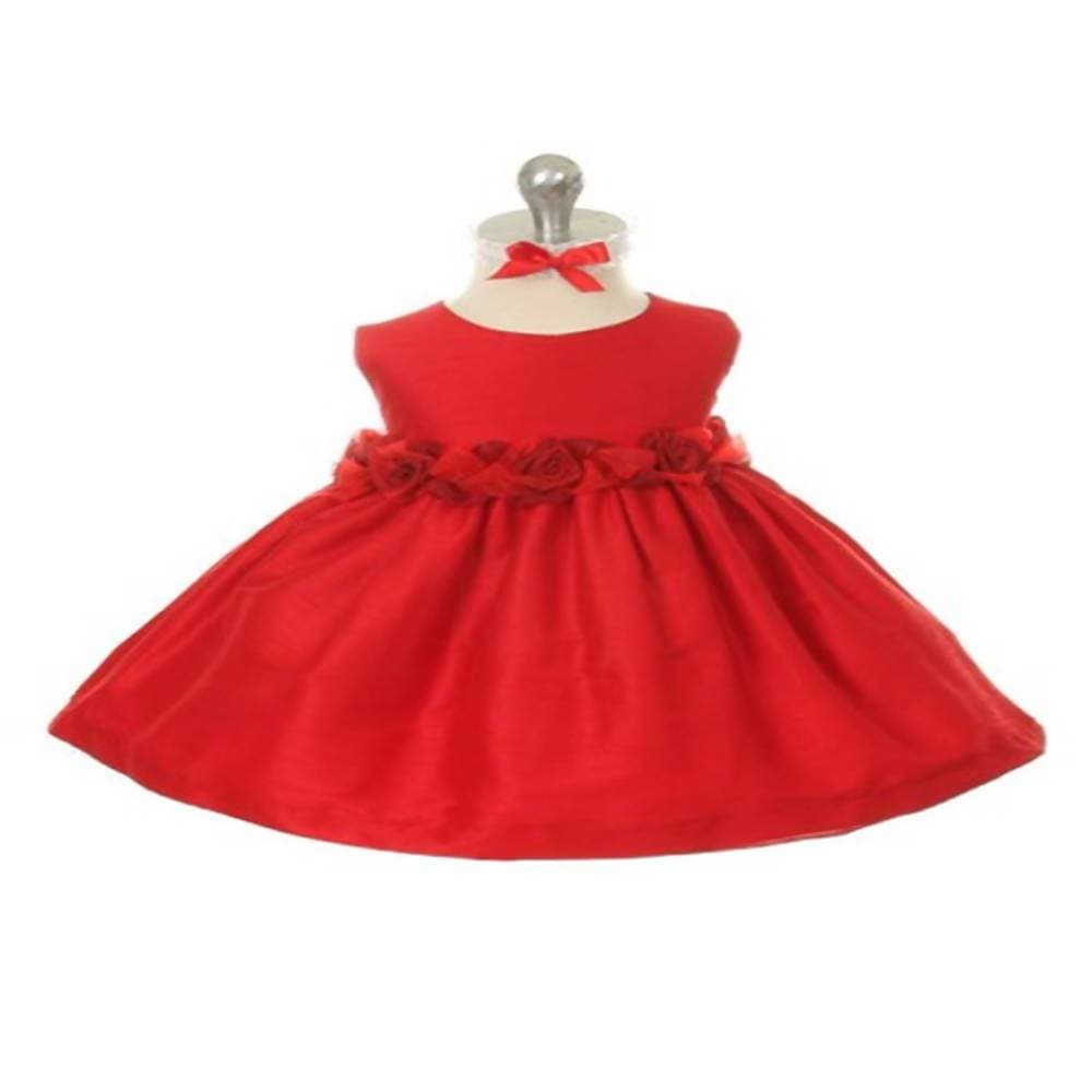 Asmaani Baby Girl's Red Colour Satin A-Line Maxi Full Length Dress (AS-DRESS_22172) - Grab2buy