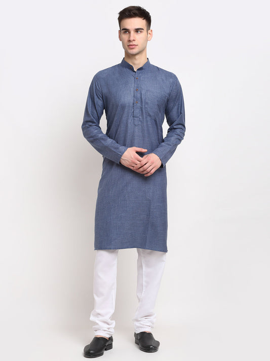 Jompers Men's Cotton Solid Kurta Pyjama - Dark-Grey