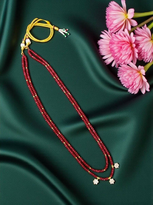Joban Fashion Women Red Agate Beads In 2 Layers With Ad Flowers