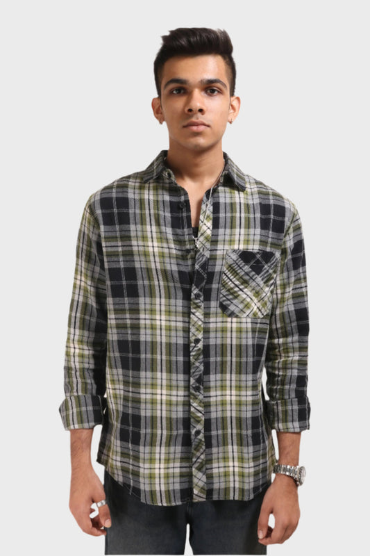 Xkind Green Checks Regular Fit Shirt Grab2Buy Xkind Grab2Buy