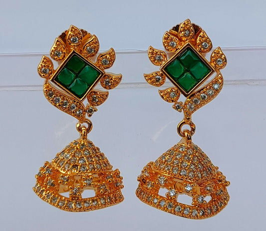 AD Emerald Designer Jhumkas Grab2Buy Mokshi Collections Grab2Buy