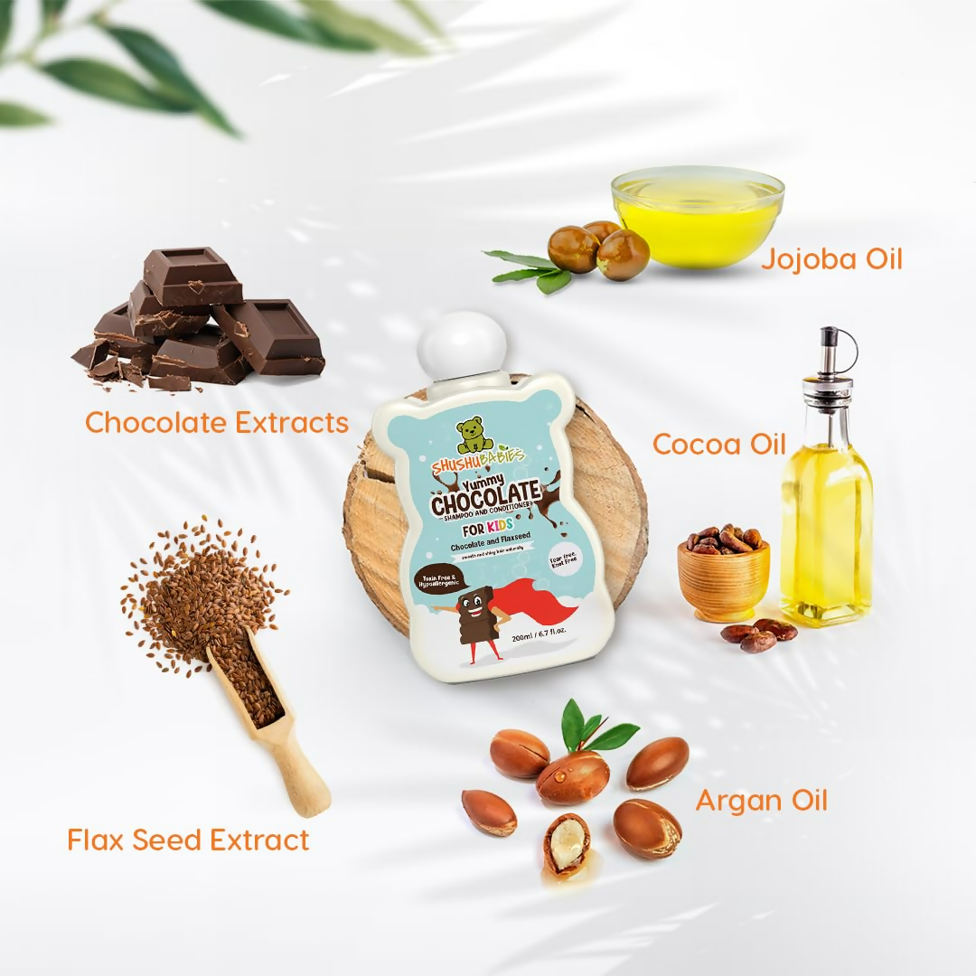 ShuShu Babies Yummy Chocolate Shampoo & conditioner with Flaxseed For kids (under 4-12 Years) - Grab2buy