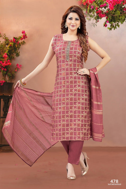 Joban Fashion Women Brocade Onion Round Neck Emroidery Kurta Set