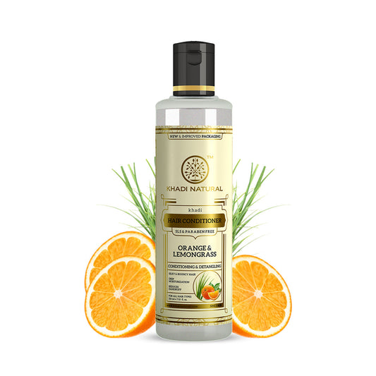 Khadi Natural Herbal Orange Lemongrass Hair Conditioner- SLS & Paraben Free - 210ml