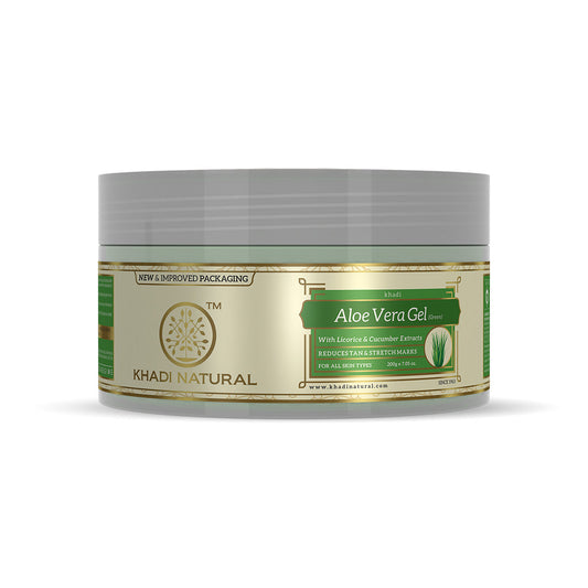 Khadi Natural Aloe Vera (Green) Facial Massage Gel With Licorice & Cucumber Extracts - Fresh & Hydrated - 200gm