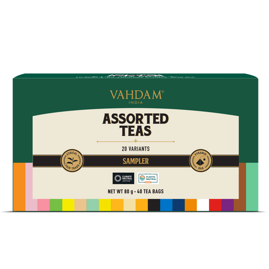 Assorted Tea Bags Sampler, (40 Pyramid Tea Bags) 20 Flavors