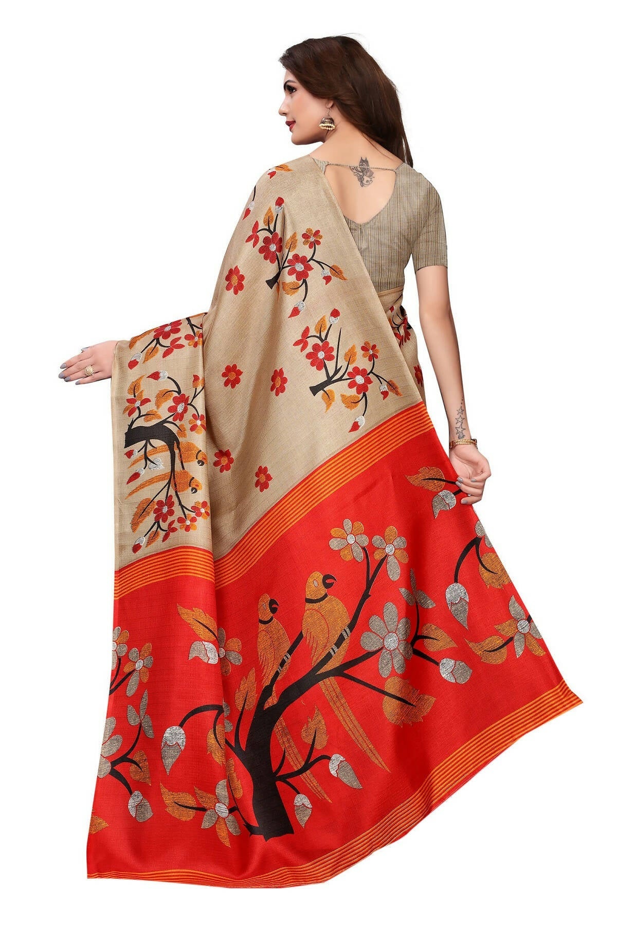 Vamika Chiku Kalamkari With Jhalar Khadi Silk Saree - Grab2buy
