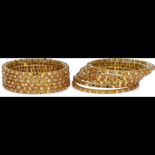 Afast Bridal Wedding & Party Fashionable Colorful Glass Bangle/Kada Set, Pack Of 12 - Yellow | Grab2Buy