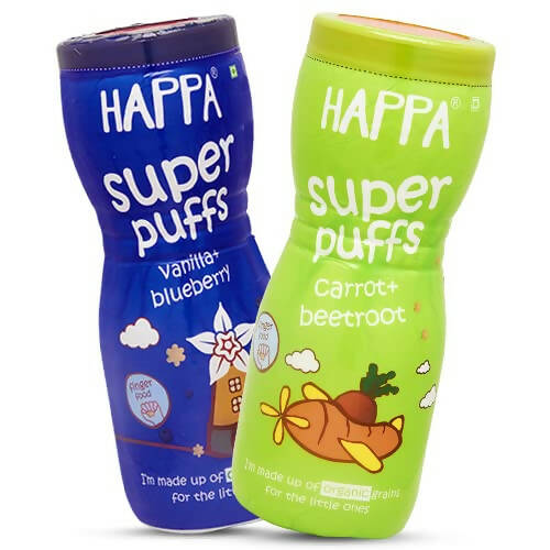 Happa Organic Multigrain Vanilla Blueberry & Carrot Beetroot Melts Super Puffs Combo(8 Months+) - Grab2buy