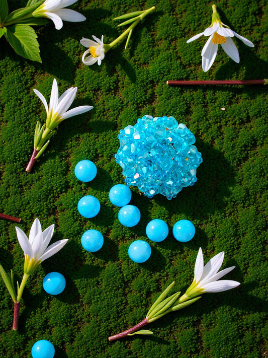 Inhanns Rang-E-Roshan Adjustable Ring – Handmade Crystal Statement Ring - Sky Blue Small