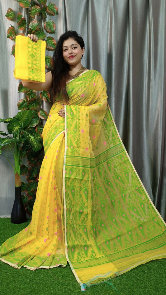 Exclusive Collection Yellow Beautiful Jamdani Collection Grab2Buy