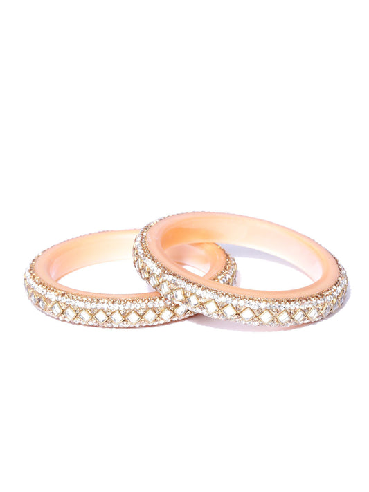 Priyaasi Women Set of 2 Gold-Polished Kundan Stone-Studded Bangles