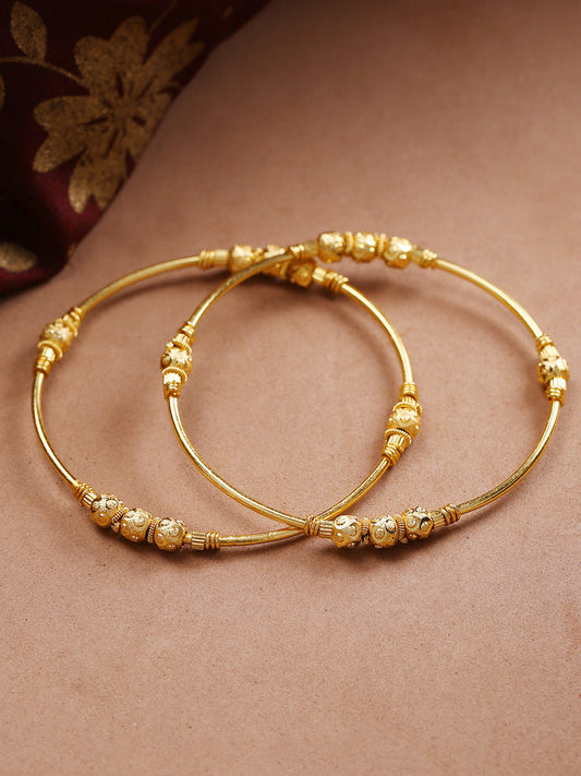Priyaasi Women Gold-Toned Beaded Design Traditional Bangles Set Of 2 | Grab2Buy