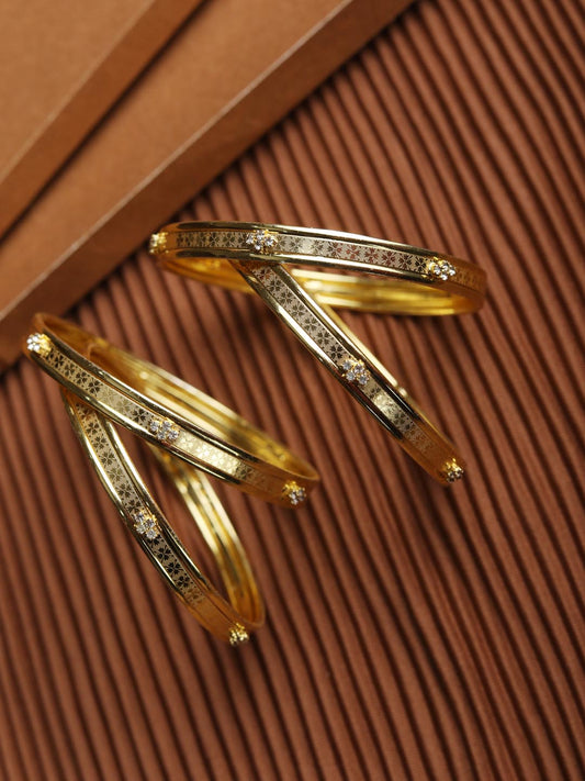 Priyaasi Women Set of 4 Gold-Polished Bangles Set