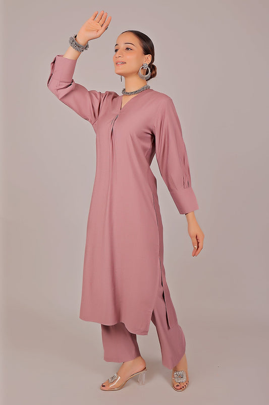 Bluesaanchi Women's Rosewater Kurti With Trouser Pajama Set | Swadesiicart