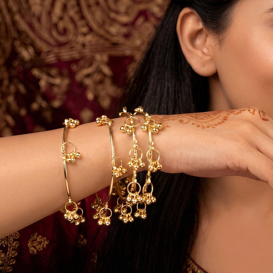 JS Fashion Elegant Kashmiri Style Light Gold Bangles For Women