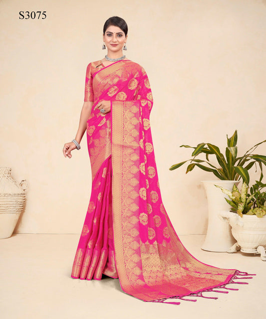 Pink Viscose Weaving Designer Saree - Vandini