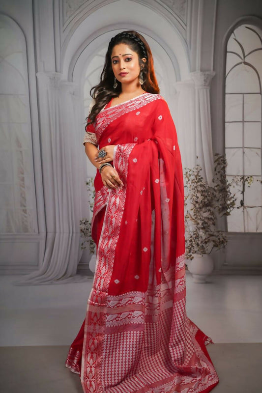 Exclusive Collection Beautiful Pure Cotton Hand Weaving Handloom Grab2Buy With Running Blouse Piece