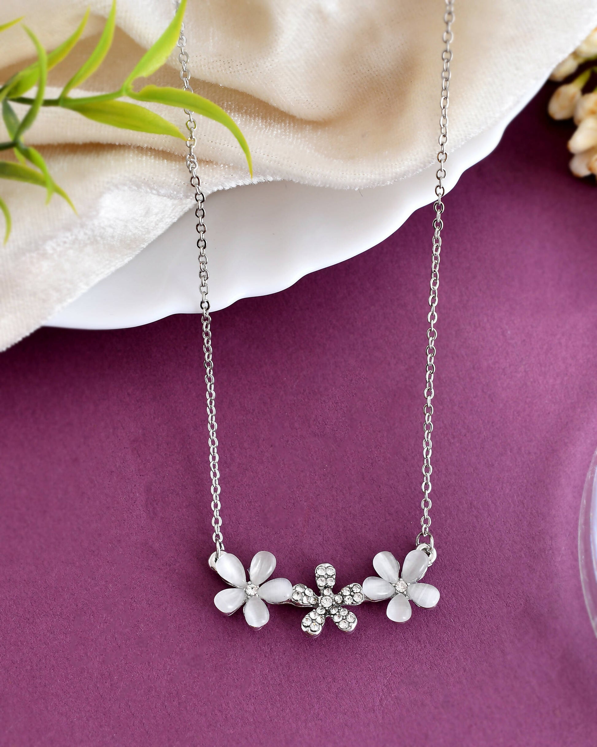 VOJ Women Beads Stainless Steel Sliver-Plated Chain with Star-Shape Pendant - Grab2buy