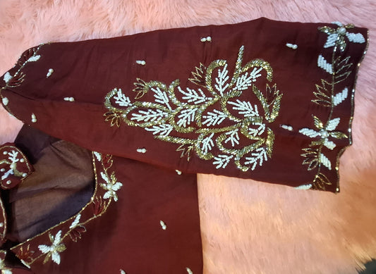 Kia Fashions Maroon Cotton Silk Hand Embroidered Readymade Blouse