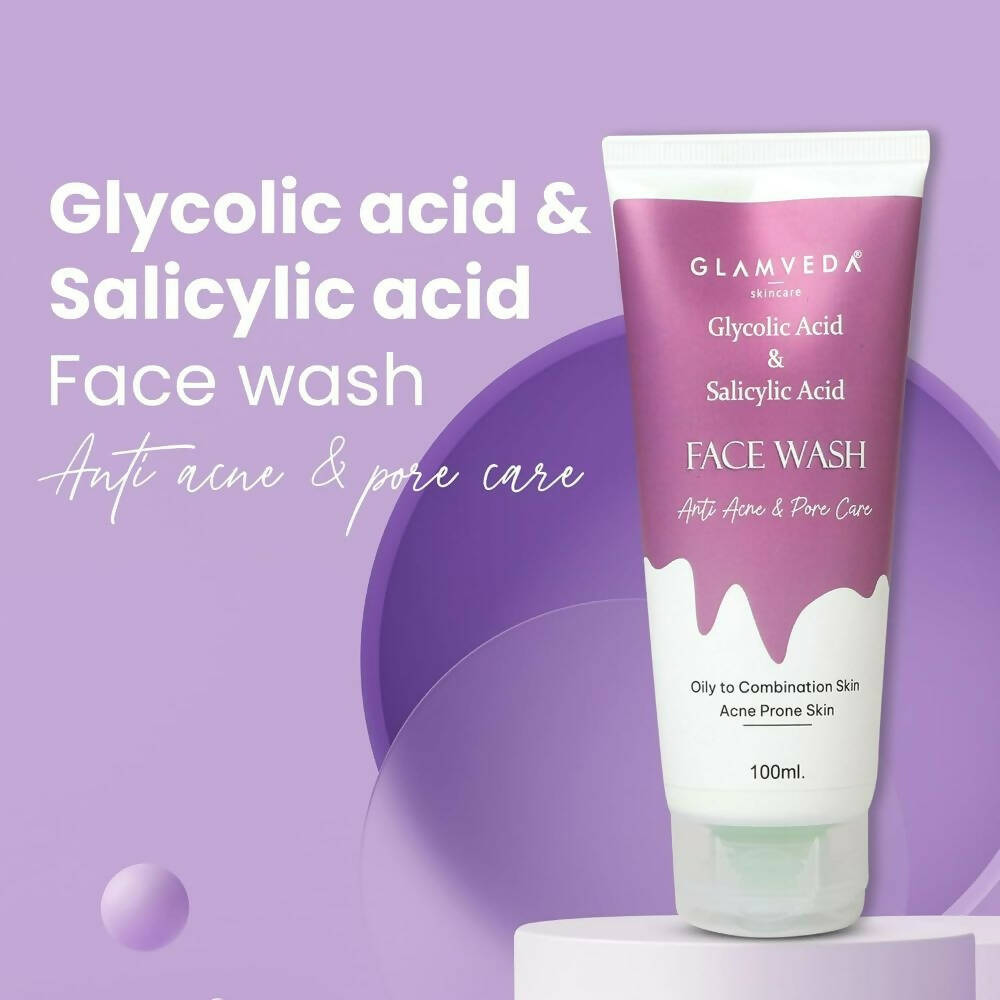 Glamveda Glycolic Acid & Salicylic Acid Anti Acne Face Wash - Grab2buy