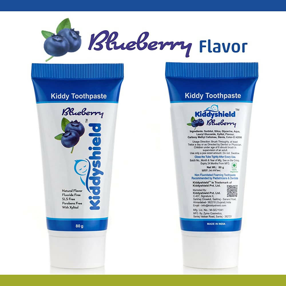 Kiddyshield Fluoride Free Formula Baby Toothpaste Blueberry For Kids 1+ Years - Grab2buy