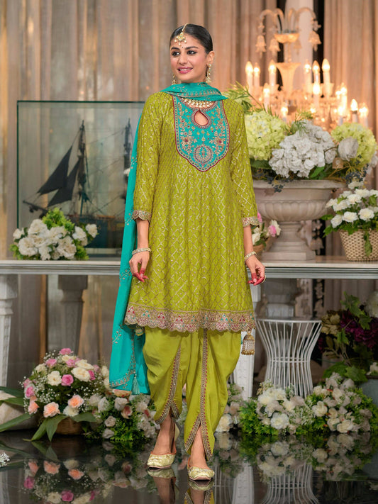 Anaita Green Embroidered Silk Stitched Dhoti Suit