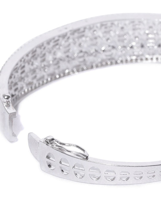 Priyaasi Women Silver-Plated American Diamond Kada Bracelet | Grab2Buy