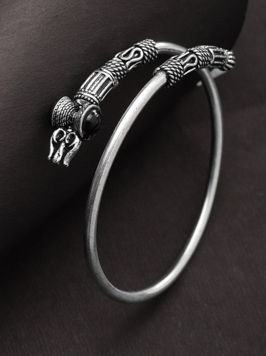 Priyaasi Oxidised Silver-Toned & Black Beaded Bracelet For Women And Girls