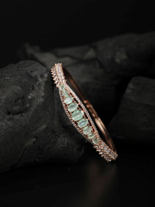 Priyaasi Women Mint Green Rose Gold-Polished American Diamond Bracelet | Grab2Buy
