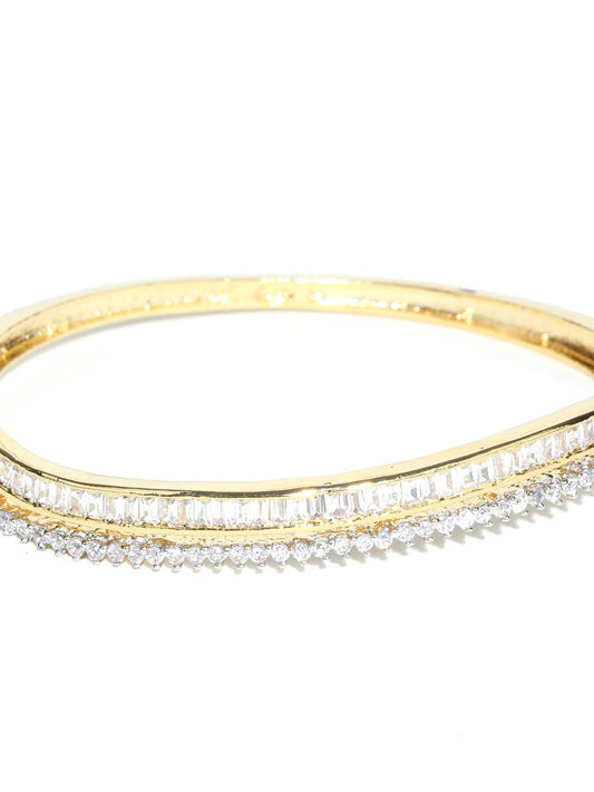 Priyaasi Women American Diamond Gold-Polished Bangle Style Bracelet | Grab2Buy