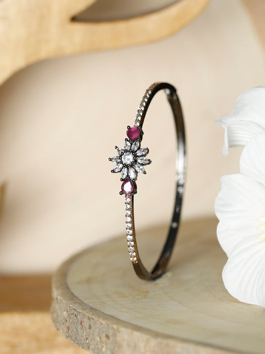 Priyaasi Women Dual Toned Floral American Diamond Bracelet