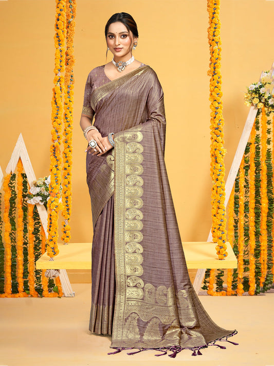 Sangam Prints Brown Assam Silk Woven Work Traditional Saree