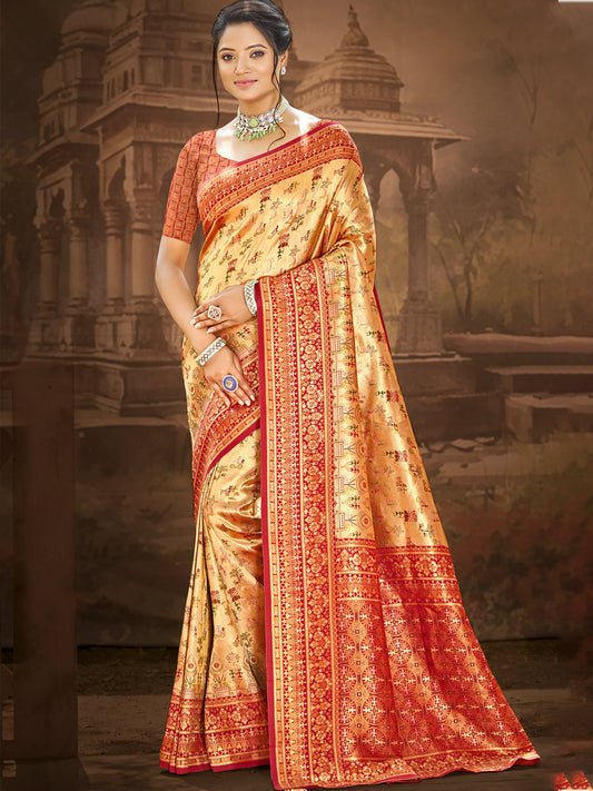 Sangam Prints Multi Color Dharmavaram Woven Work Traditional Saree