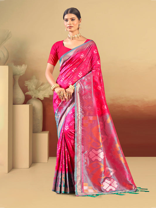 Sangam Prints Pink Silk Woven Work Traditional Saree