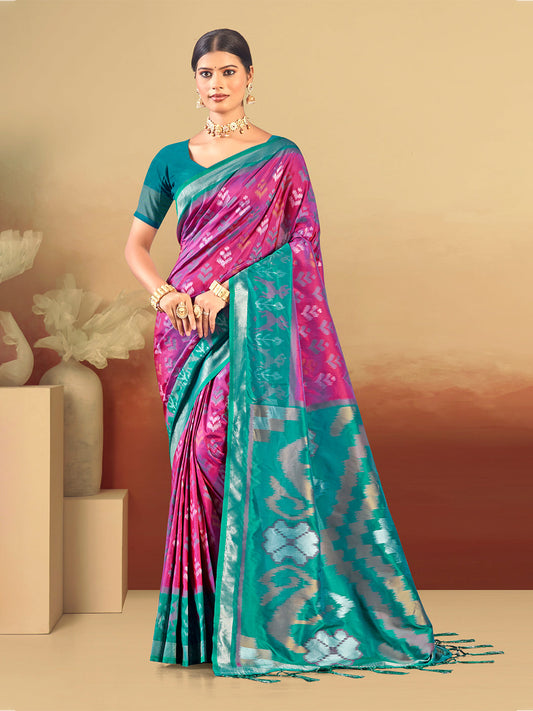 Sangam Prints Magenta Silk Woven Work Traditional Saree