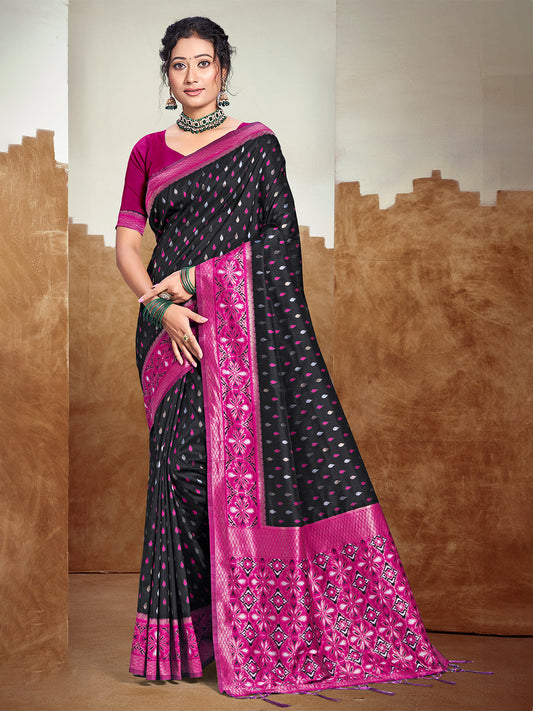 Sangam Prints Black Silk Woven Work Traditional Saree