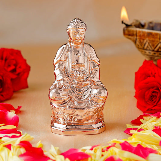 Estele Pink/Rose Gold-Polished Lord Gautam Buddha Mediatating Idol statue for Home Décor/ working place | Grab2Buy