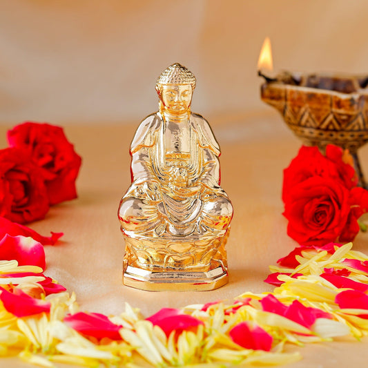Estele Gold-Polished Lord Gautam Buddha Mediatating Idol statue for Home Décor/Gifts Estele Accessories