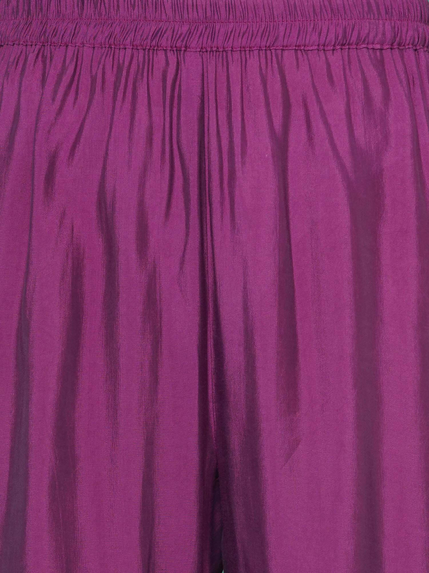Women Republic Purple Art Silk Embroidered Kurta with Afghani Salwar - Grab2buy