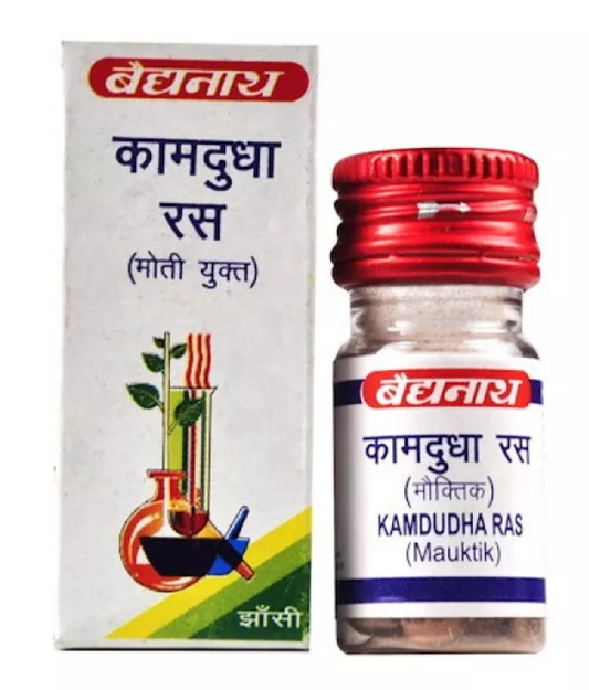 Baidyanath Kamdudha Ras (Moti Yukta) (25tab) For acidity, bloating stomach, flatulence